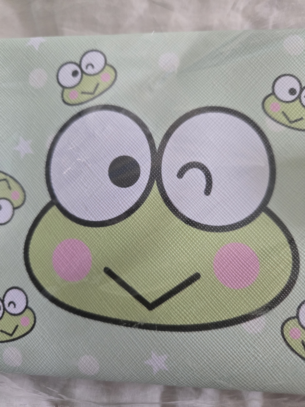 Sanrio Kero Kero Keroppi Cosmetic Pouch - Mint Green with Pink Accents